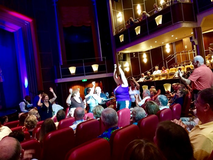 Passengers have pre-show fun.