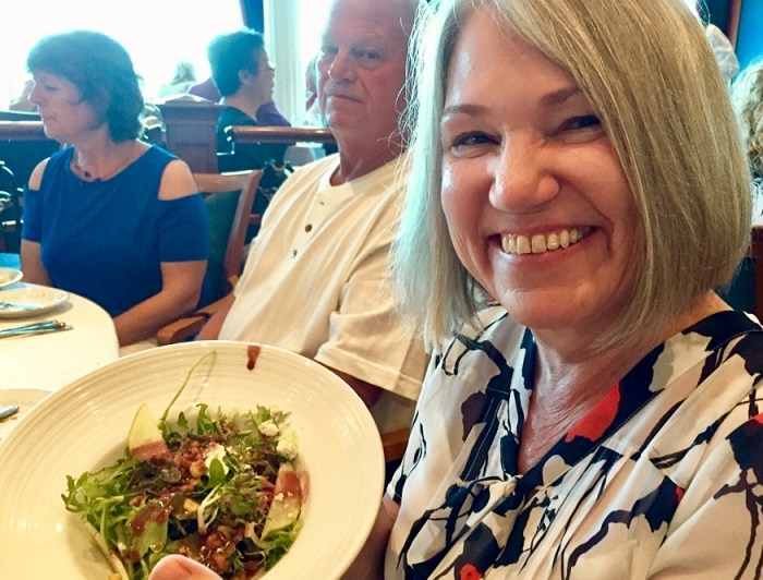 Karen with a good big salad.