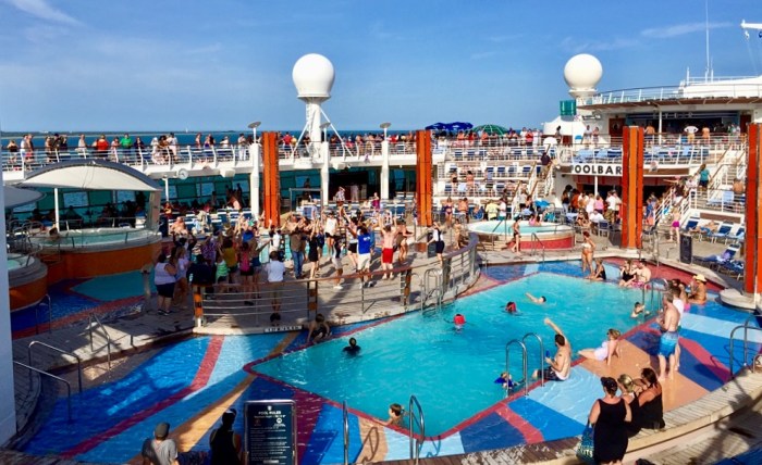 Dancing on the pool deck 11 as we walk on deck 12.